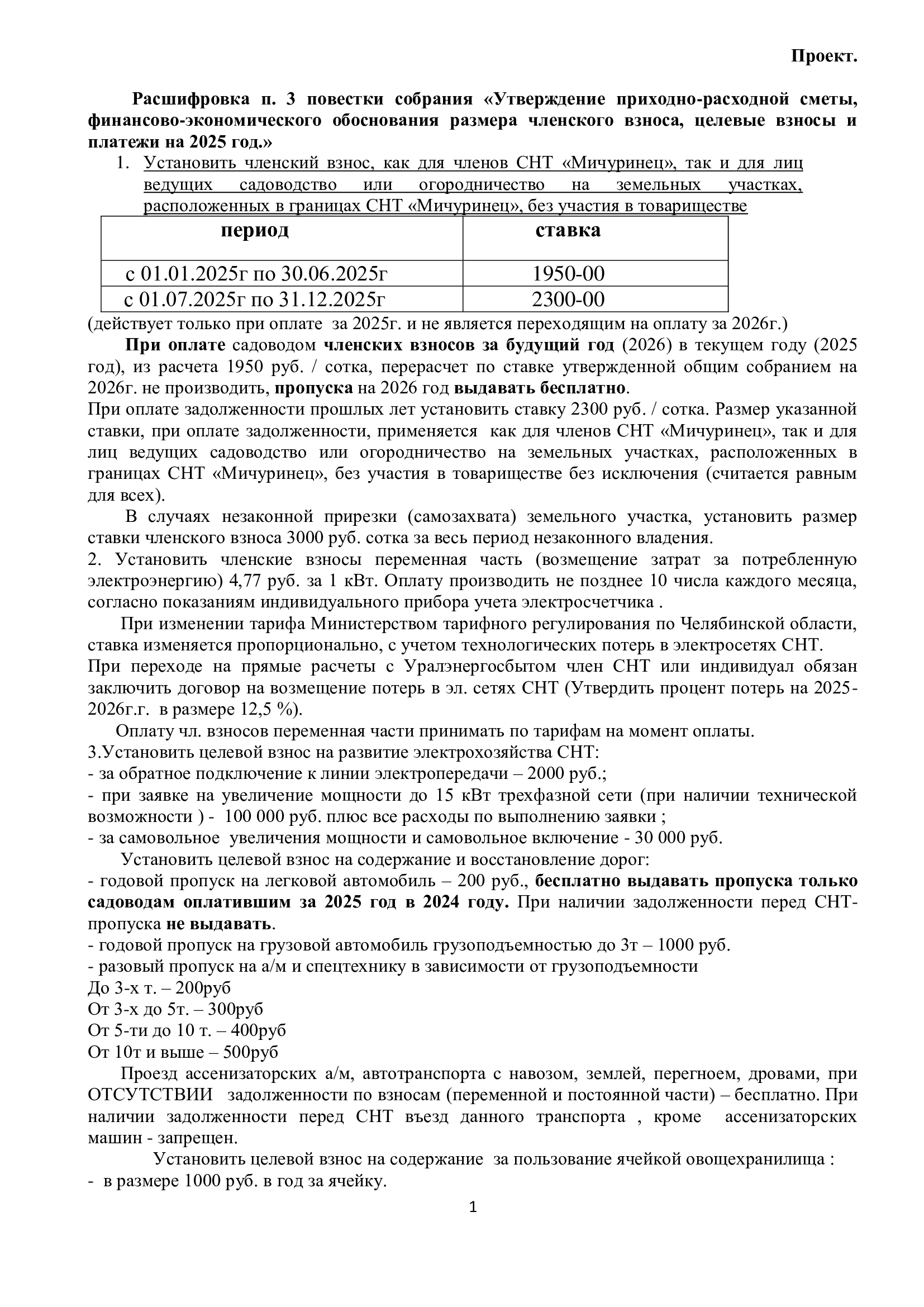 Расшифровка п. 3 повестки собрания 